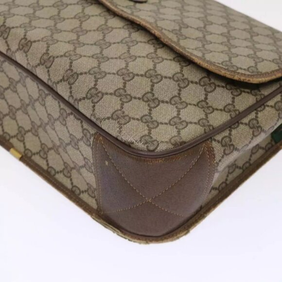 GUCCI GG Canvas Web Sherry Line Shoulder Bag Beige Red Green Auth - Picture 7 of 16